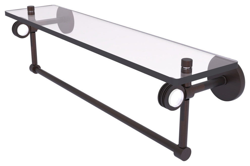 Clearview 22" Glass Shelf and Towel Bar and Dotted Accents, Venetian Bronze