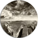 Aerial View Of Ocean Road Black, Seascape Large Disc Metal Artwork, 11"