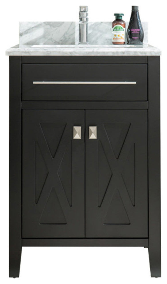 Wimbledon, 24" Espresso Cabinet With White Carrara Marble Countertop