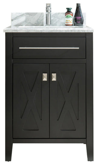 Wimbledon, 24" Espresso Cabinet With White Carrara Marble Countertop