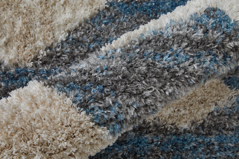 Weave & Wander Caide Contemporary Rug, Blue/Gray, 9'x12'