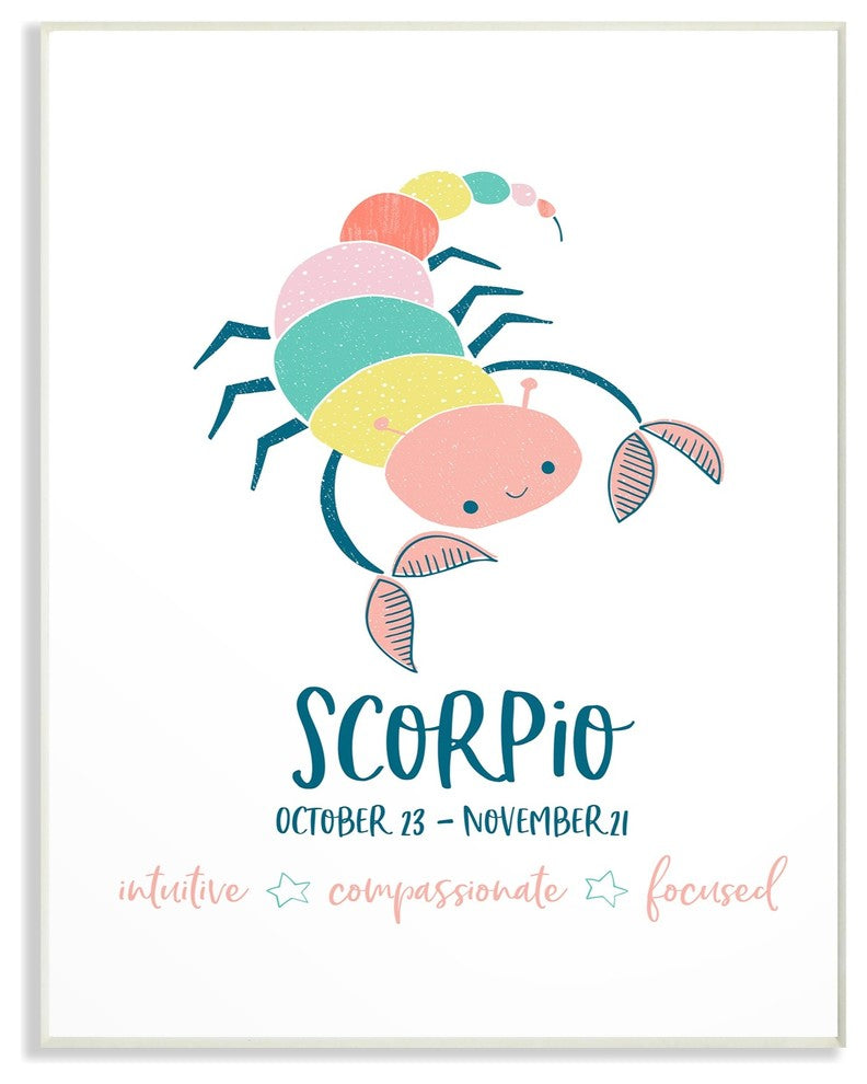 The Kids Room Fun Modern Zodiac Scorpio Scorpion Wall Plaque Art, 10"x15"
