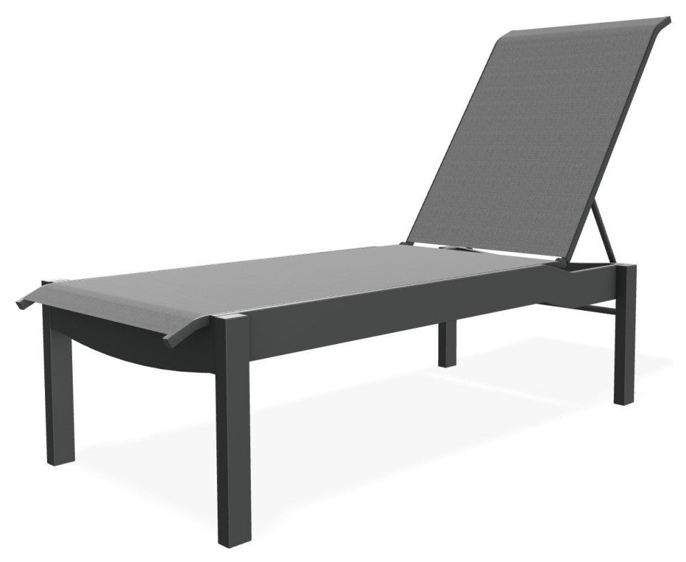Leeward Sling Stackable Outdoor Chaise Lounge, Titanium/Graphite