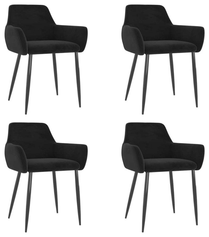 vidaXL Dining Chairs 4 pcs Black Velvet