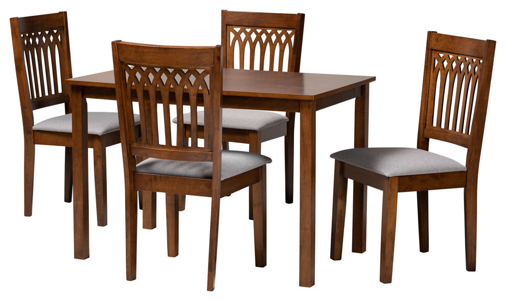 Marsala Modern Collection, Gray/Walnut Brown, 5-Piece Dining Set