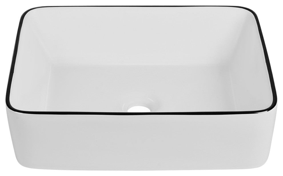 19"X15" Ceramic Rectangular Bathroom Vessel Sink Above Counter Sink