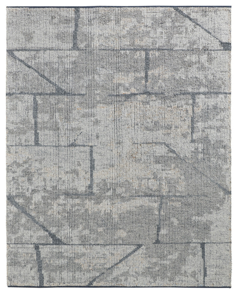 Weave & Wander Rheed Wool Rug, Light Gray/Brown, 5ft-6in x 8ft-6in Rug