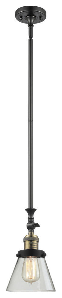 Small Cone 1-Light LED Pendant, Black Antique Brass, Glass: Clear