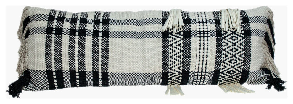 Black and White Geo Long Lumbar Throw Pillow