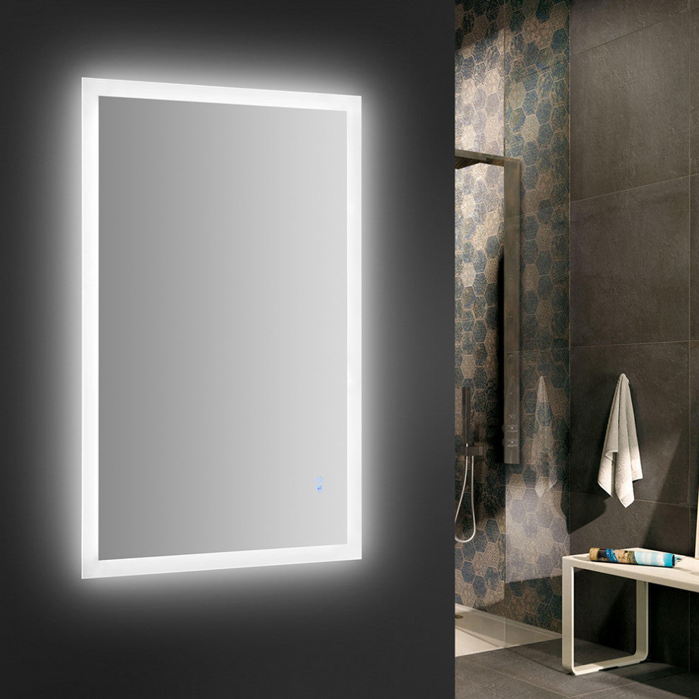 Angelo Bathroom Mirror With Halo Style LED Lighting and Defogger, 48"x30"