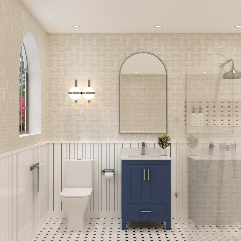Rooh Bathroom Vanity, Navy Blue, 24", Vanity, Countertop, Sink