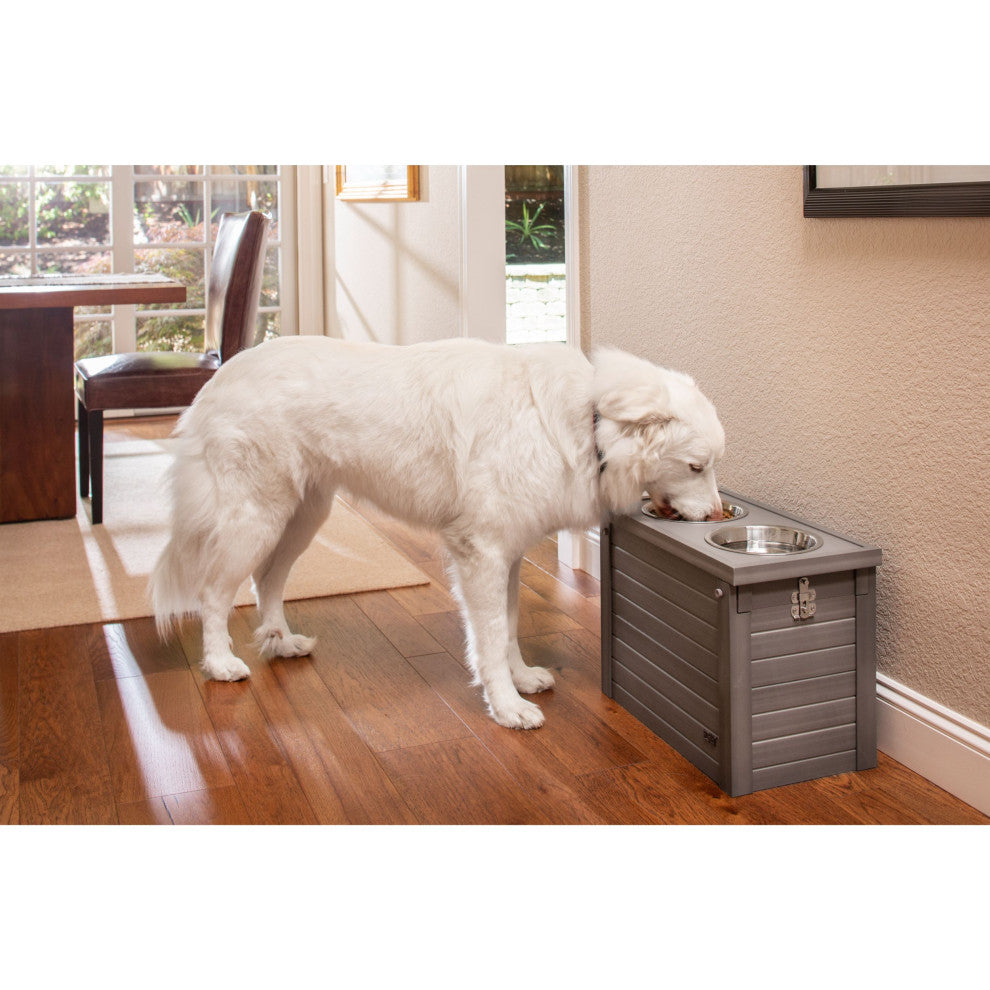 ECOFLEXÂ® Piedmont 2-Bowl Diner with Sliding Lid Storage Bin -Russet, Gray