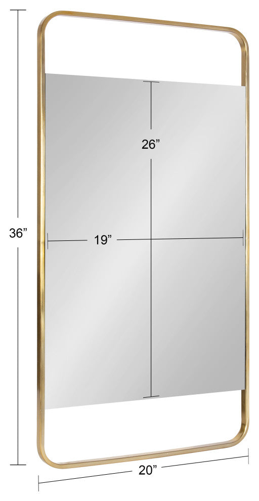 Nobles Radius Corner Framed Mirror, Gold 20x36
