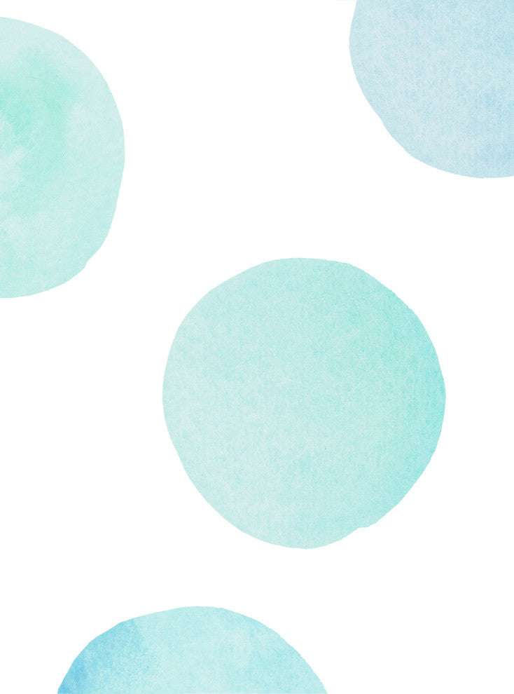 Watercolor Dots Vinyl Wall Stickers, Mint Blue