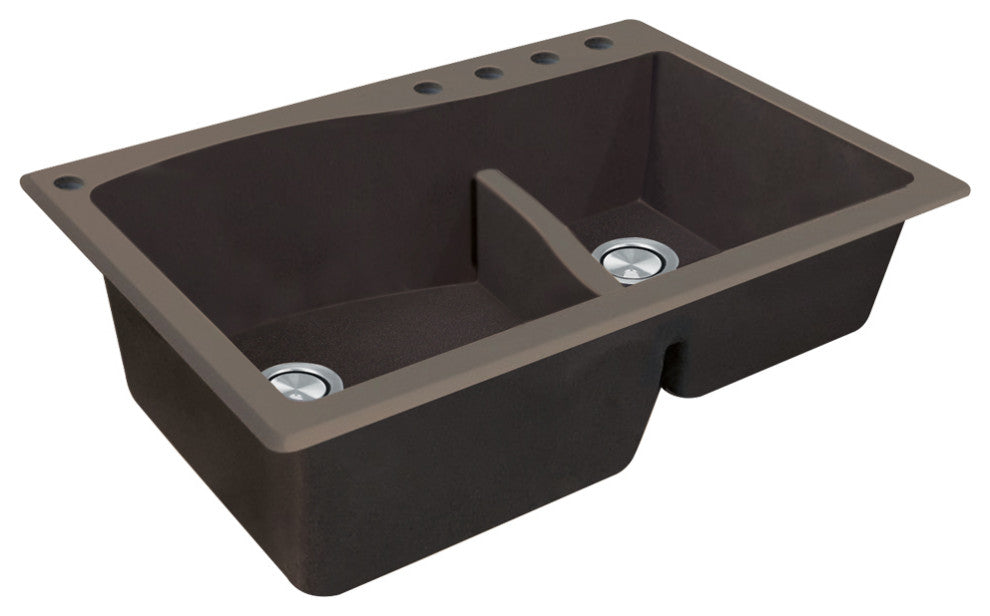 Aversa SilQ Granite 32" Undermount Kitchen Sink with 5 Holes in Espresso