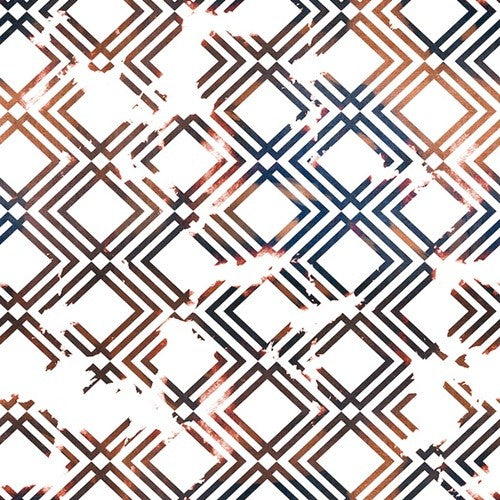 "Geometric Copper And Navy" Outdoor Pillow 20"x20"