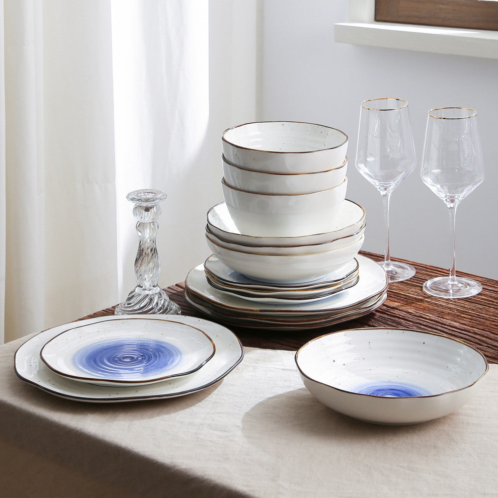 Christian Siriano Luma Porcelain 32 Piece Dinnerware Set, Blue