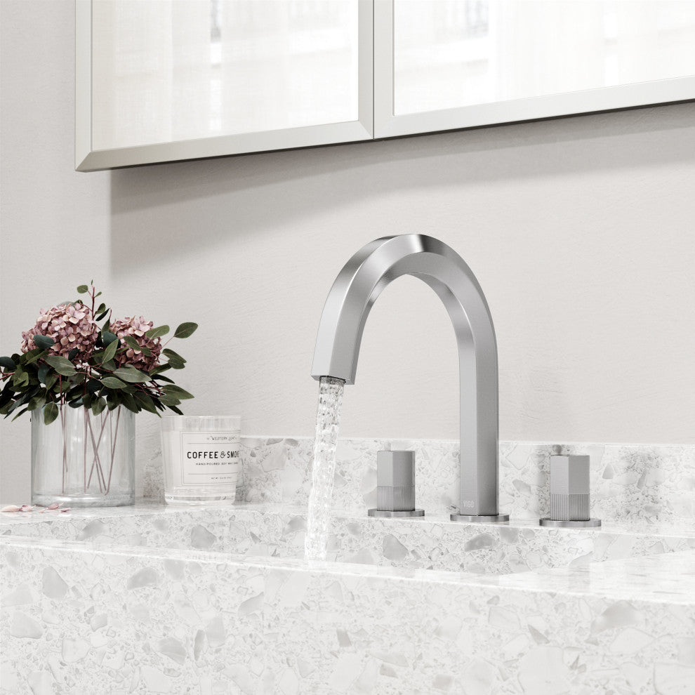 VIGO Hart 9" H 2-Handle Widespread Bathroom Faucet, Brushed Nickel