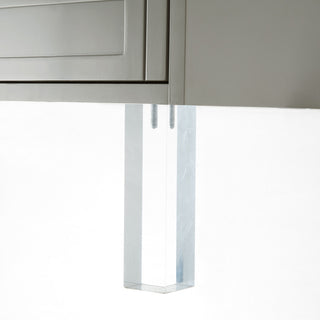 Molly Lacquer-Finish Chrome Ornament Handle Lucite Leg Side Table, Light Gray