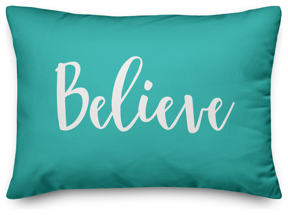 Believe, Teal 14x20 Lumbar Pillow