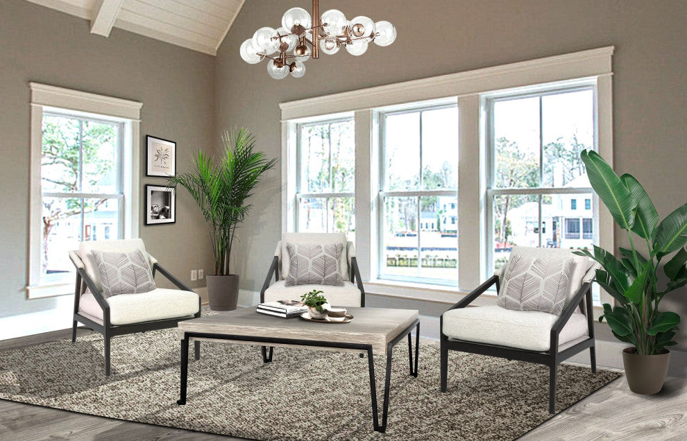 Ezra Chair - Coffee finish with platinum fabric