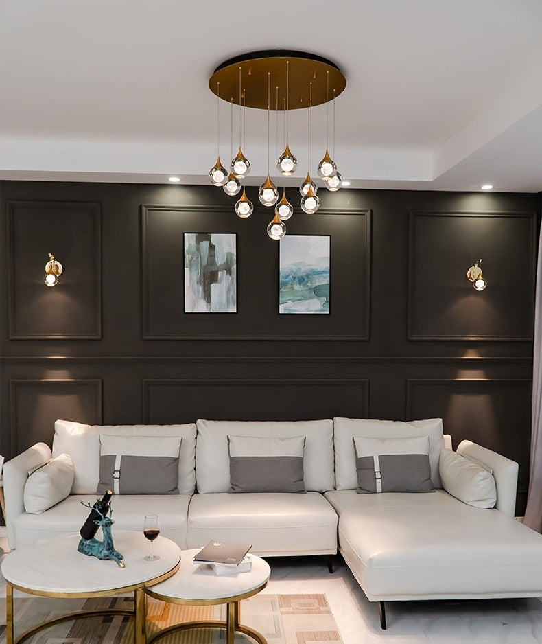 MIRODEMIÂ® Pigna | Modern Crystal LED Chandelier with Hanging Balls, 6 Lights