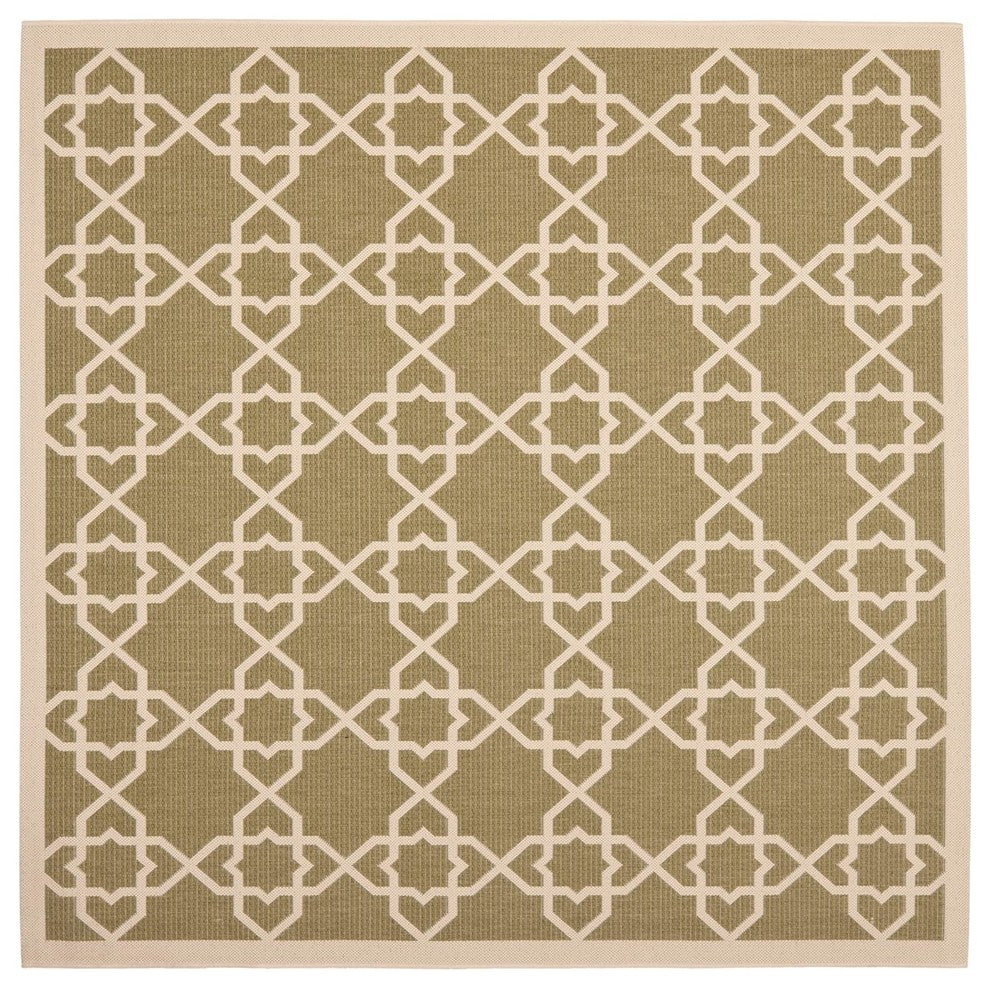 Safavieh Courtyard Cy6032-244 Green, Beige Area Rug, 7'x7' Square