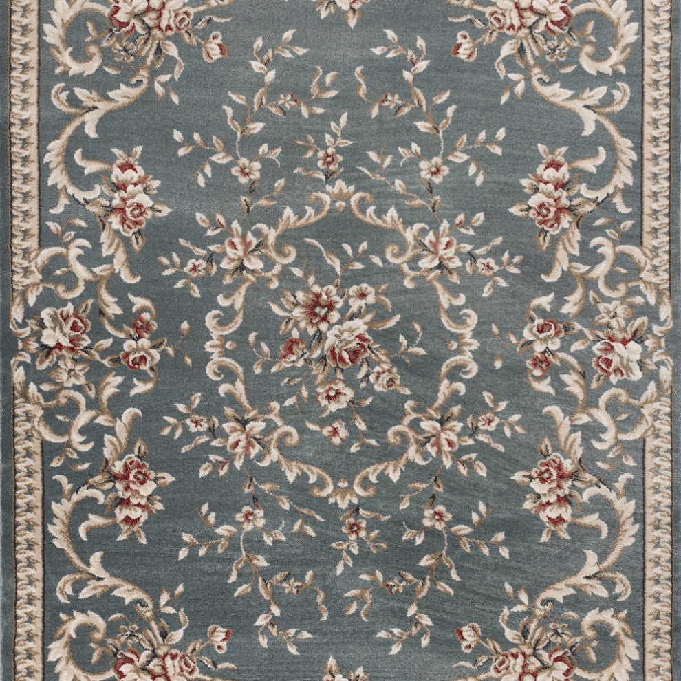 5'X8' Slate Blue Floral Indoor Area Rug