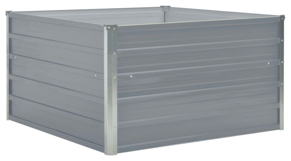 Vidaxl Raised Garden Bed 39.4"x39.4"x17.7" Galvanized Steel Gray
