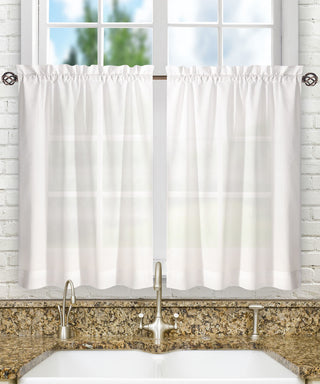 Ellis Curtain Stacey Tailored Tier Pair Curtains, White, 56"x36"