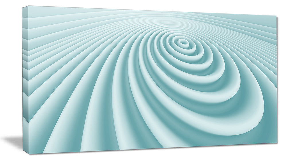 "Fractal Rounded Blue Waves" Abstract Art Canvas Print, 32"x16"