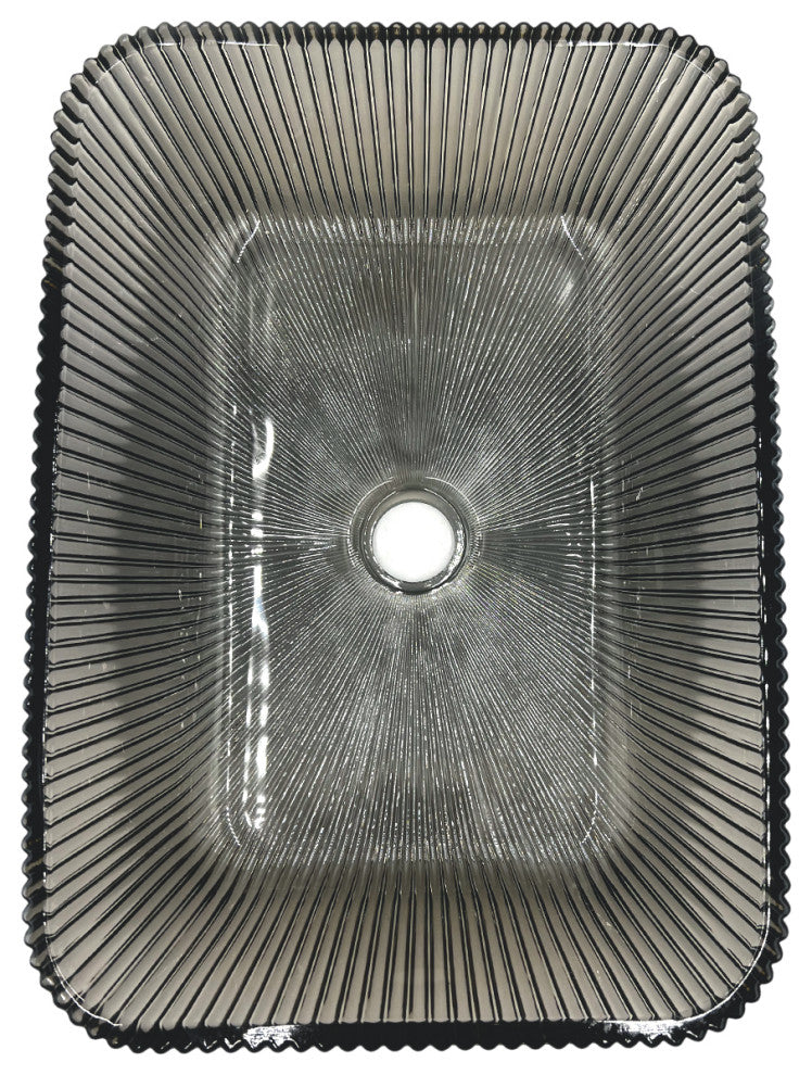 CastelloUSA Charlie 18" Tempered Glass Crystal Rectangular Bathroom Sink, Light Black