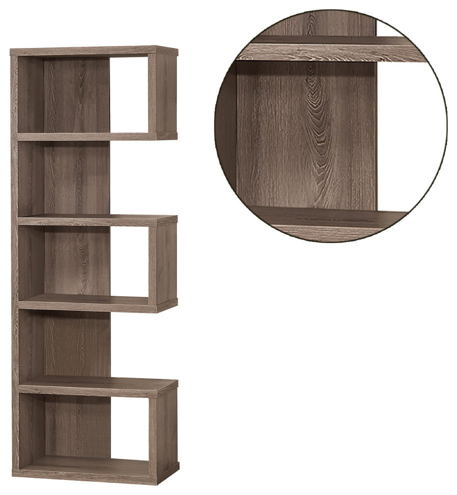 Contemporary Semi-Backless Bookcase, Weathered Gray