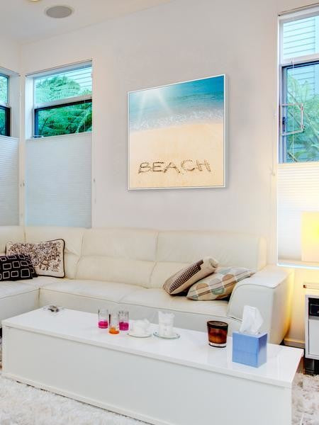 "Sandy Beach" Floater Framed Painting Print on Canvas, 12"x12"