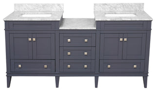 Eleanor 72" Double Bathroom Vanity, Marine Gray, Carrara Marble