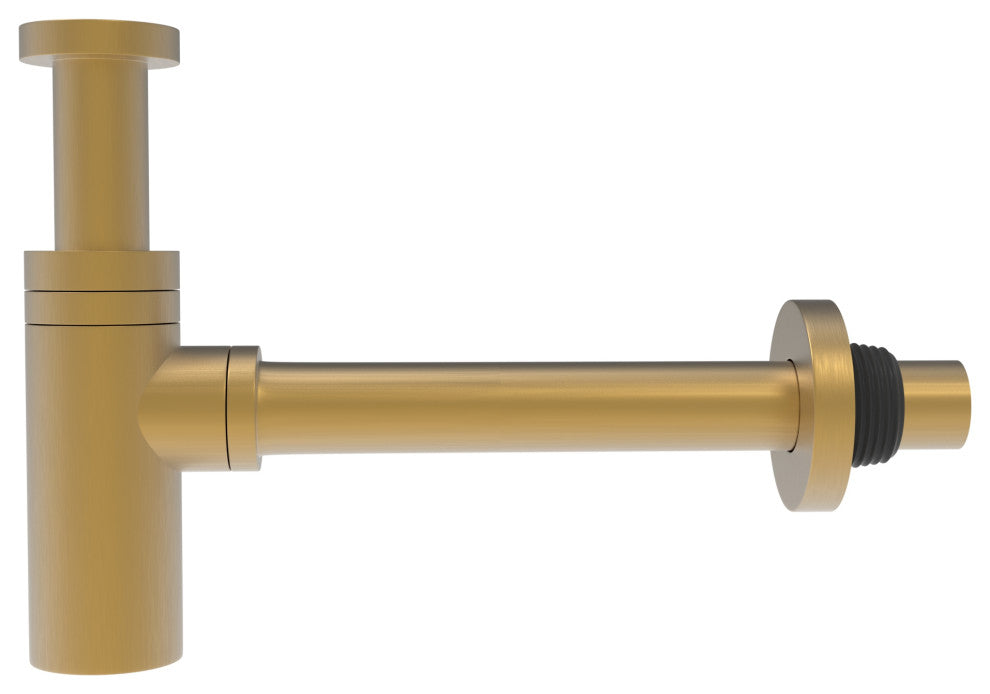 CastelloUSA 1.5" Round Bottle Brass P-Trap, Brushed Gold