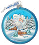 Hand Painted Scenic Glass Ornament Guardian Santa Village