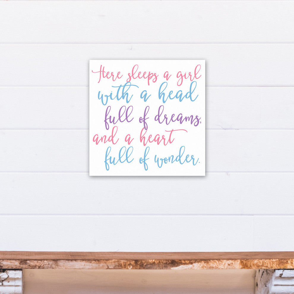 A Girl With A Head Full of Dreams 16x16 Canvas Wall Art