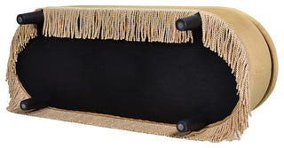 Melinda 48.5" Bullion Fringe Oval Storage Bench, Gold