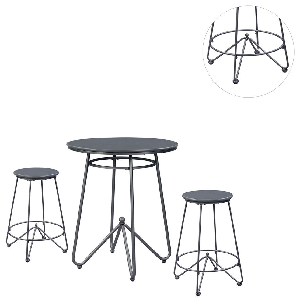 3-Piece Counter Height Dining Set, Gray Oak/Sandy Gray