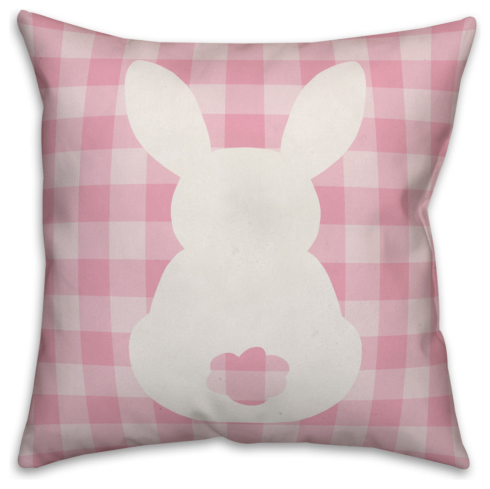 Pink Buffalo Check Sitting Bunny Silhouette 18x18 Throw Pillow