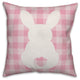 Pink Buffalo Check Sitting Bunny Silhouette 18x18 Throw Pillow
