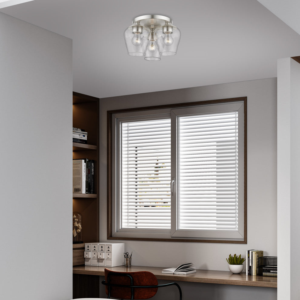 Willow 3 Light Brushed Nickel Flush Mount