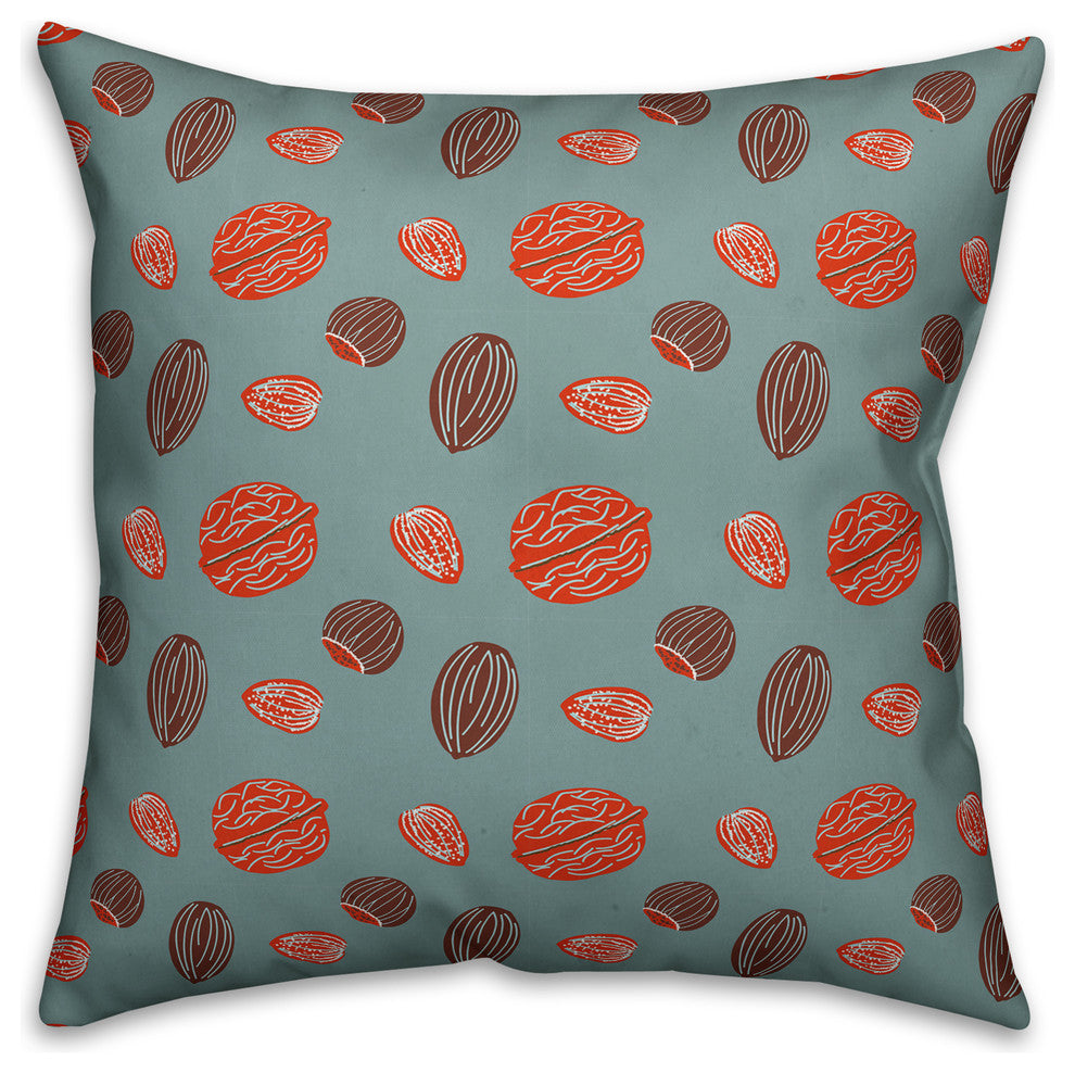 Blue Nut Assortment Outdoor Throw Pillow, 16"x16"