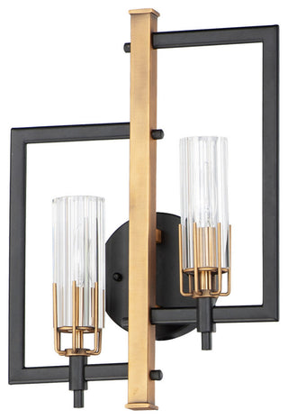 Maxim Flambeau 2-Light Wall Sconce 16112CLBKAB, Black/Antique Brass