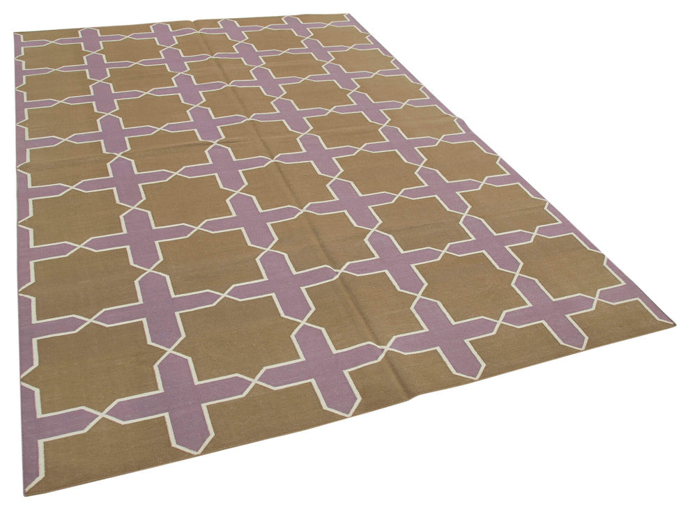 Rug N Carpet - Handmade Wool 6' 0'' x 8' 11'' Geometric Dhurrie Kilim Rug