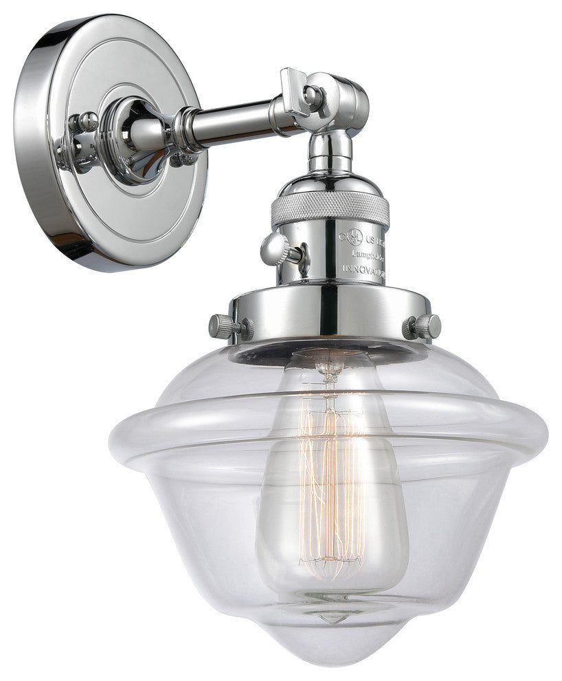 Small Oxford 1-Light Sconce, Polished Chrome, Glass: Clear