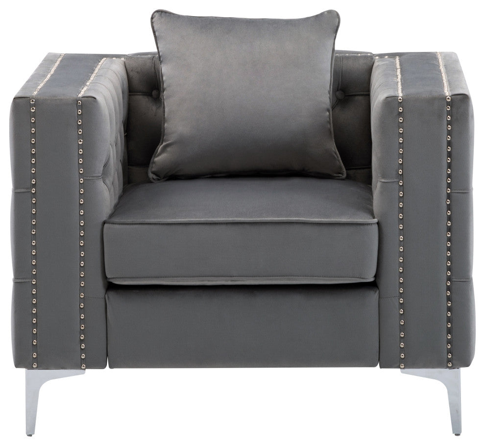 Lorreto Velvet Chair, Gray