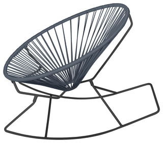 Innit Indoor/Outdoor Handmade Rocker, Gray Weave, Black Frame