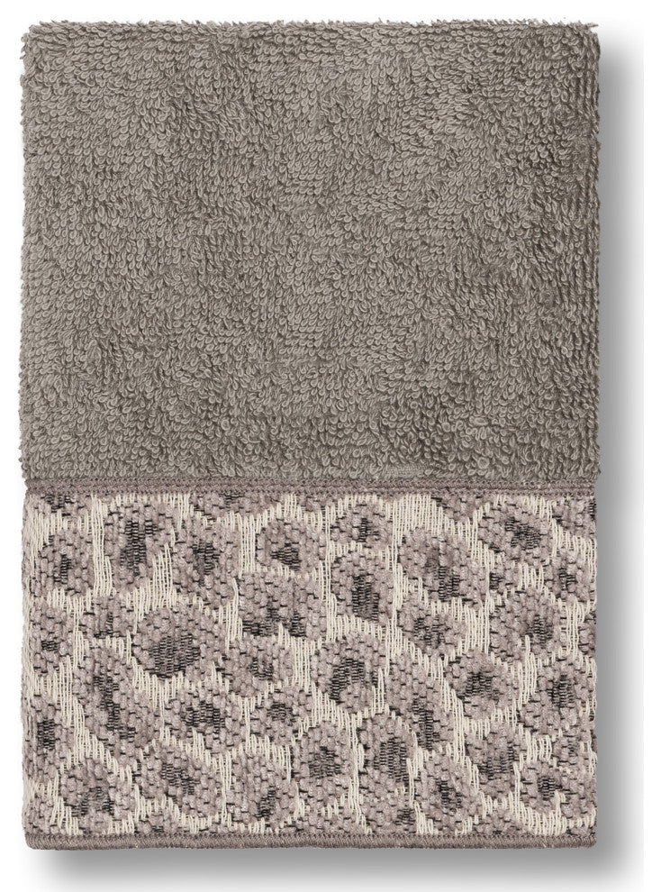Linum Home Turkish Cotton Spots 3-Piece Embellished Towel Set, Dark Gray